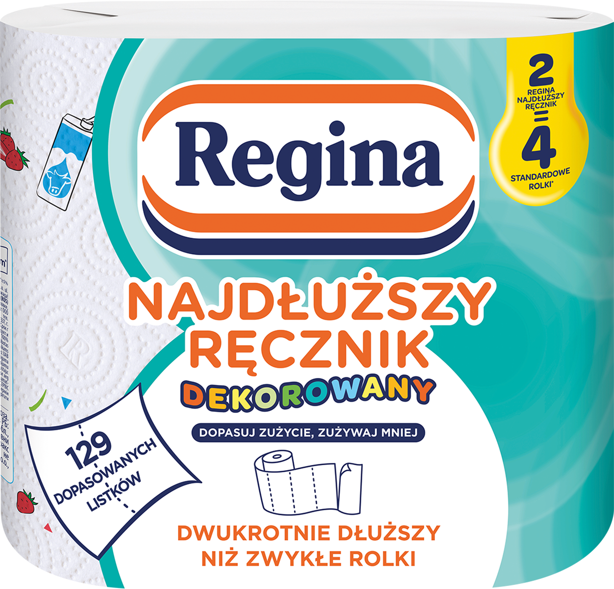 Regina NAJDŁUŻSZY RĘCZNIK z nadrukiem - 2 rolki